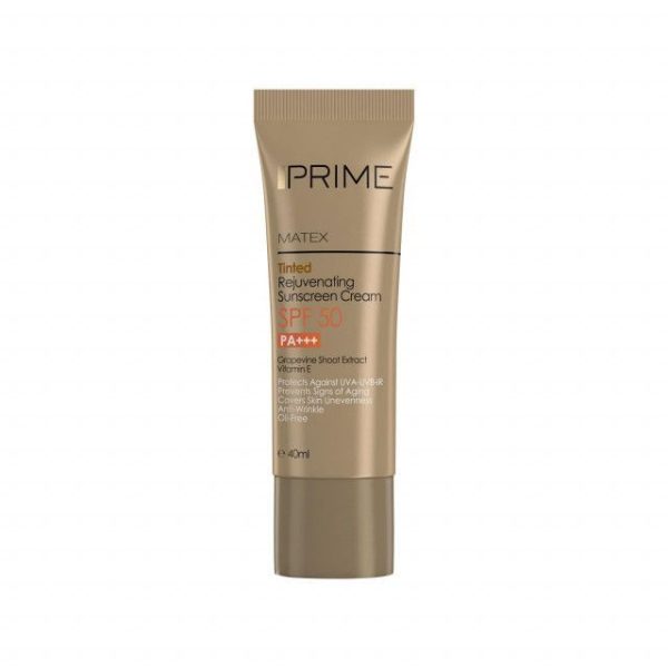 کرم ضد آفتاب جوان کننده پرایم مدل Matex Tinted SPF 50 حجم 40 میلی لیتر - بژ
