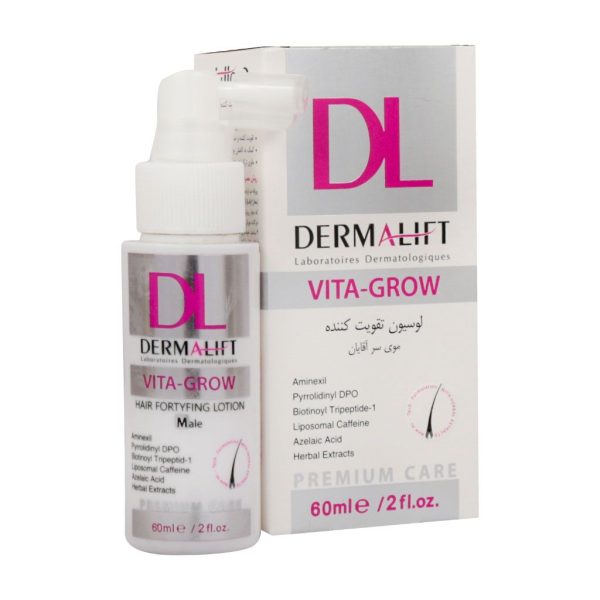 لوسیون تقویت کننده مو سر آقایان درمالیفت مدل Vita Grow حجم 60 میلی لیتر