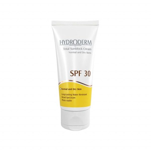 کرم ضد آفتاب هیدرودرم SPF 30 مناسب پوست های معمولی و خشک حجم 50 میلی لیتر - بی رنگ