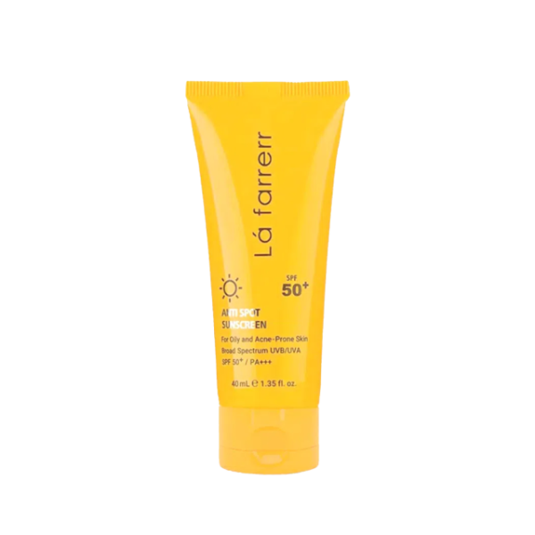 کرم ضد آفتاب و ضد لک فاقد چربی SPF50 لافارر مناسب پوست چرب و مستعد آکنه حجم 40 میلی لیتر - بی رنگ