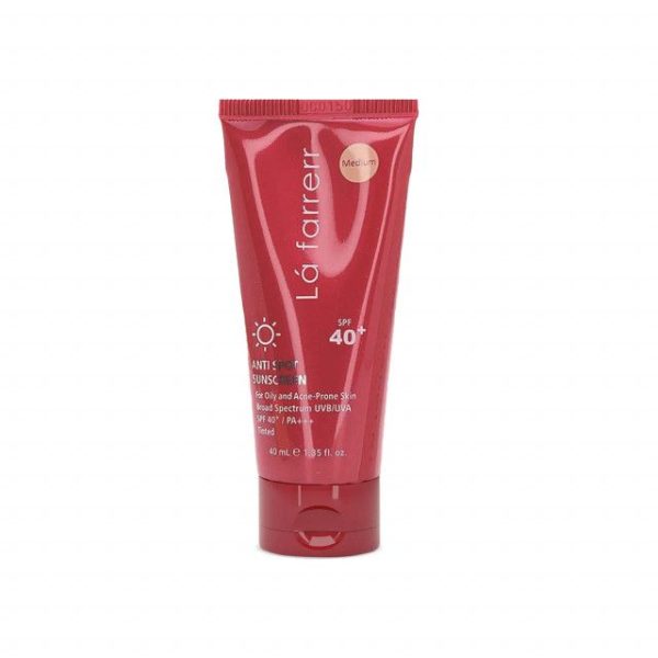 کرم ضد آفتاب و ضد لک فاقد چربی SPF 40 لافارر مناسب پوست چرب و مستعد آکنه حجم 40 میلی لیتر - رنگ متوسط