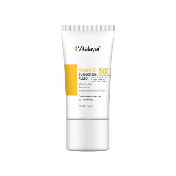 فلوئید ضد آفتاب SPF 50 ویتالیر مدل Vitamin C حجم 50 میلی لیتر - بژ روشن