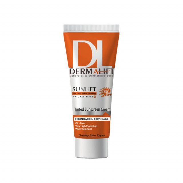 کرم ضد آفتاب رنگی درمالیفت مدل SPF50 محافظ UVA ،UVB، ضد آب، مناسب پوست چرب شماره 2 حجم 40 میلیلیتر - بژ طبیعی